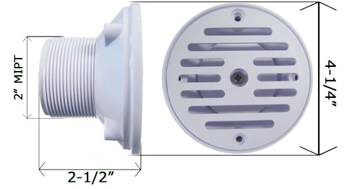 Pooline Deck Drain Gutter Socket 2 in. MIPT 11210 Dimensions